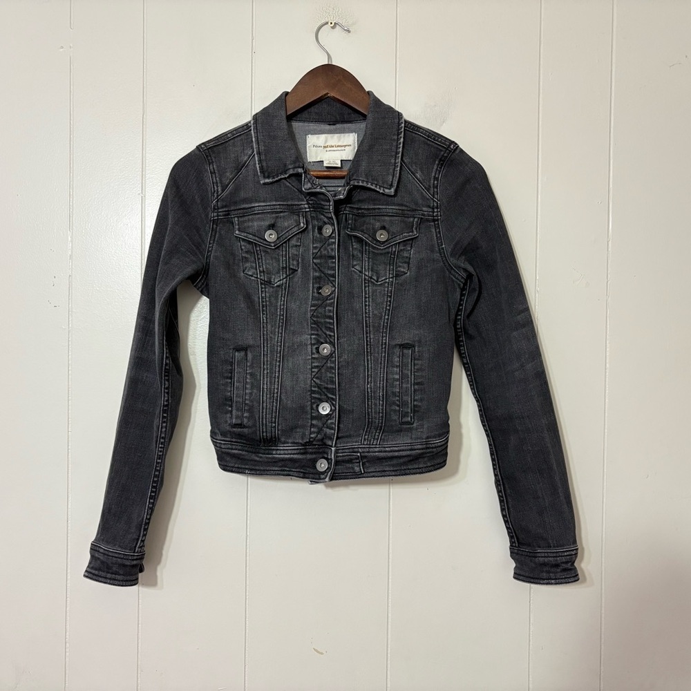 Pilcro & The Letterpress Cora Denim Jacket XS Black Classic Boyfriend Fit - Picture 2 of 12